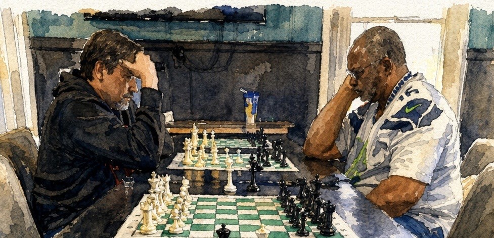 two people playing chess