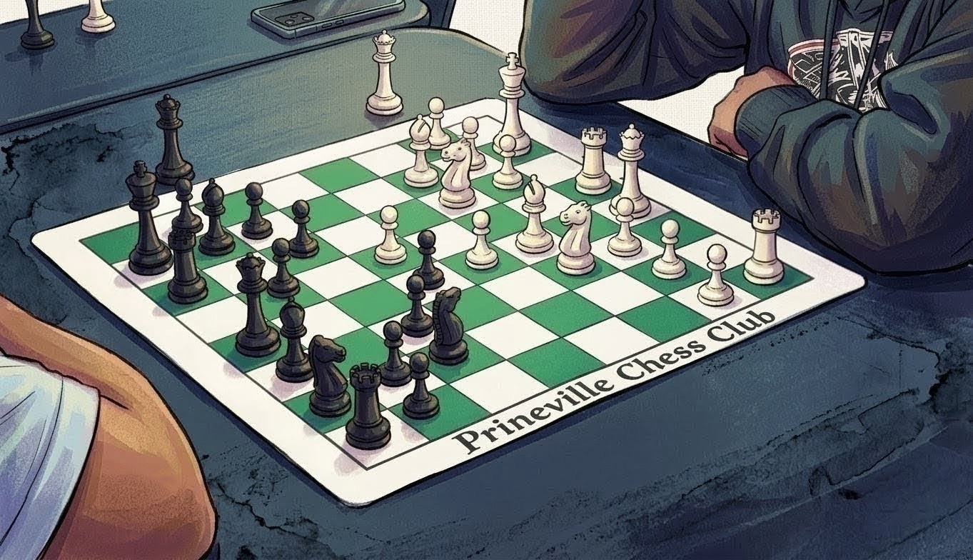 Two Prineville Chess Club members playing a casual game